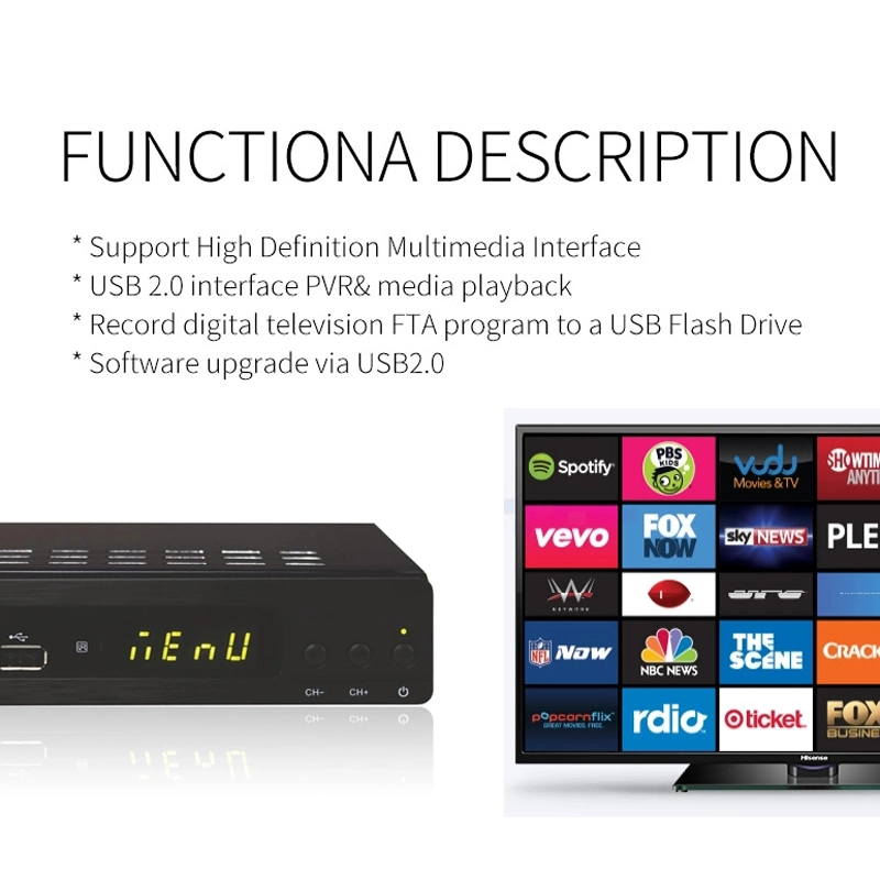 Hevc H. 265 DVBT2 TV Receiver HDMI Scart USB LAN