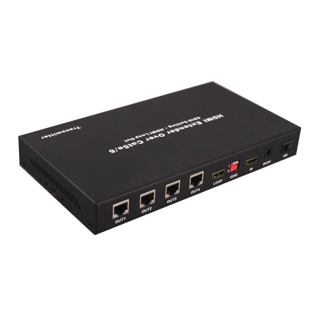 1X4 HDMI Extender Splitter 1080P Over Cat5e/CAT6/Cat7 Ethernet Cable- up to 60m/200FT