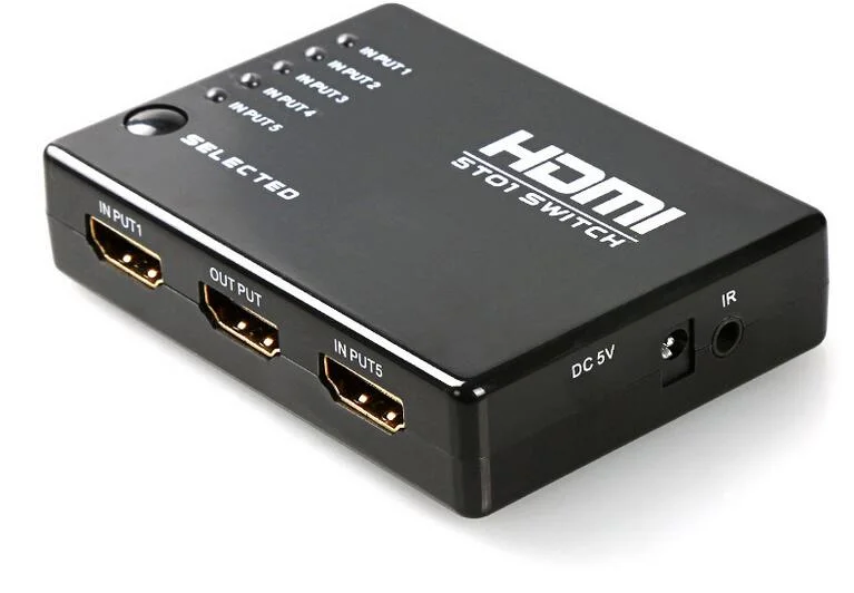 High Performance 1080P HDMI Switch 5 in 1 out HDMI Switcher with IR Remote Control