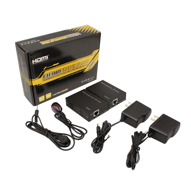 60m HDMI Extender Over Single Cat5e/6 Cable HDMI Extender Support Bi-Direction IR+EDID
