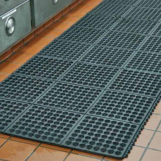 Rubber Anti-Fatigue Drainage Mat, Interlocking for Wet and Dry Areas