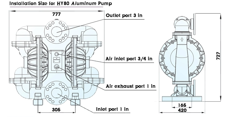 3inch Diaphragm Sludge Pump with Aluminum Body and Santoprene Diaphragm
