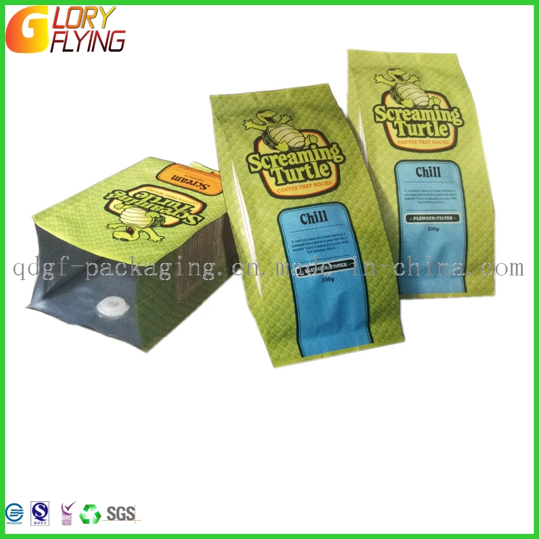 Biodegradable Food Packaging Bags Flat-Bottom Zipper Style of Coffee Bag