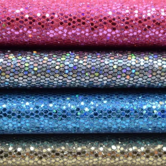Mesh Glitter PU Leather Shining Net Bag Leather for Electronic Packaging