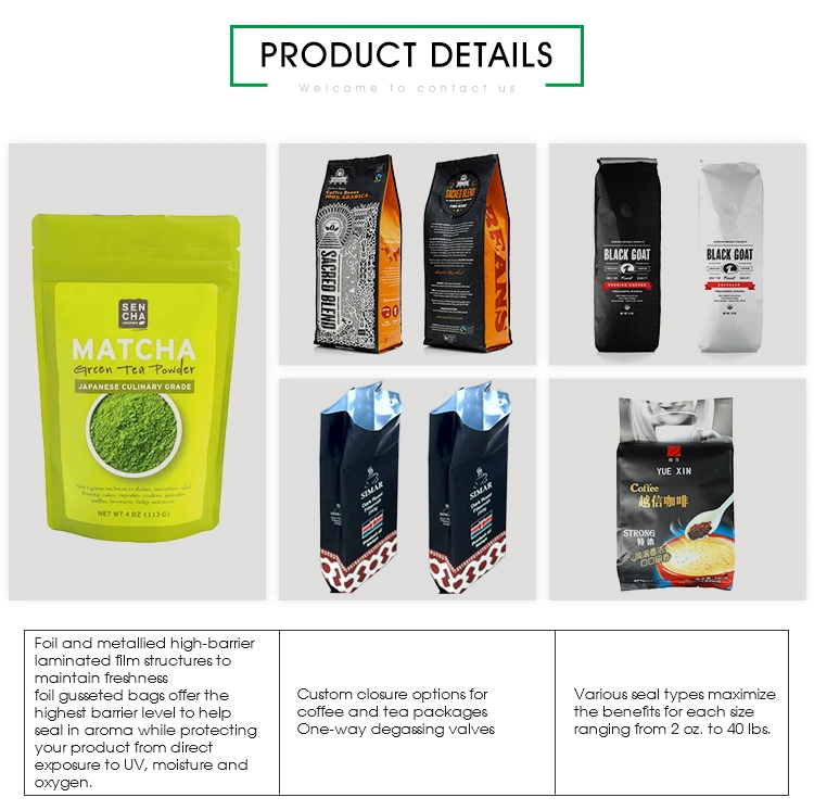 Custom Compostable Recyclable Zipper Lock Biodegradable Kraft Paper Flat Bottom Coffee Tea Food Packaging Bag