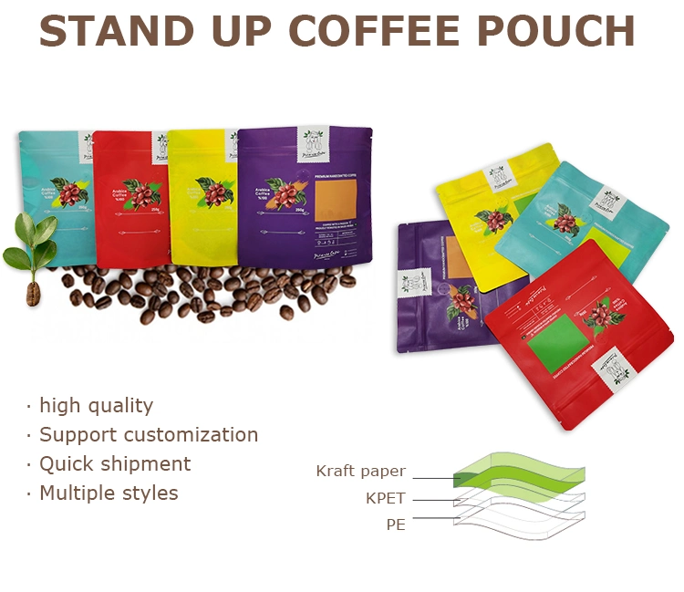 Colorful Printing Custom Style Stand up Coffee Pouch with Valve