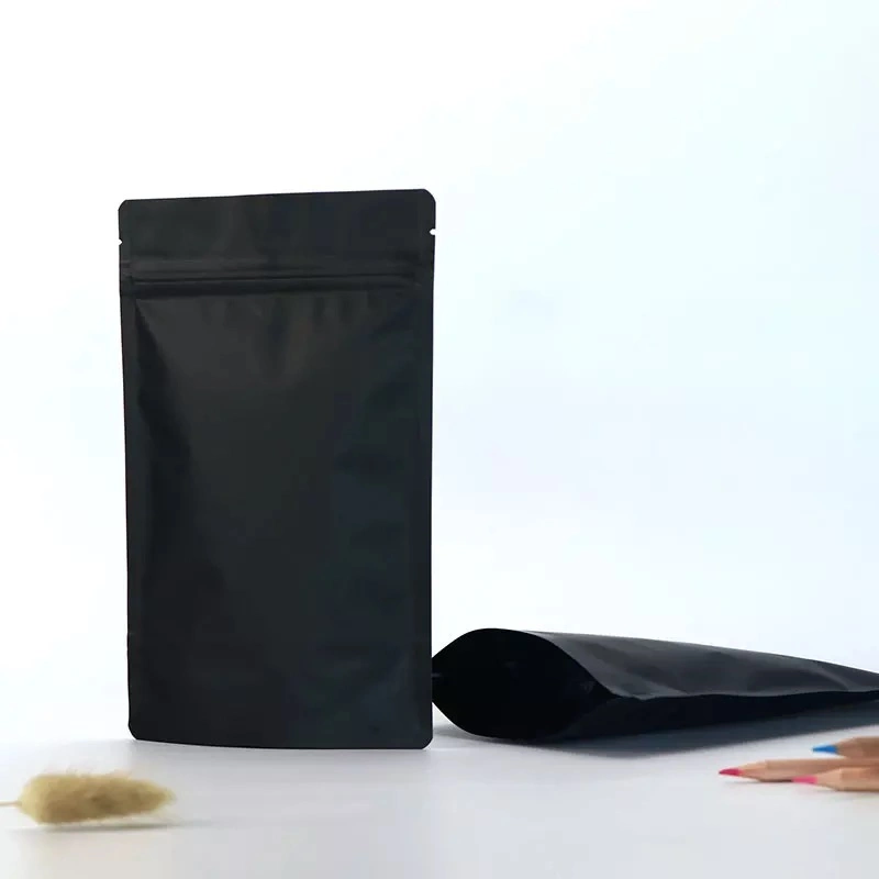 Food Grade 17.1*28.8cm Matte Black Food Doypack Coffee Ziplock Packaging Bag