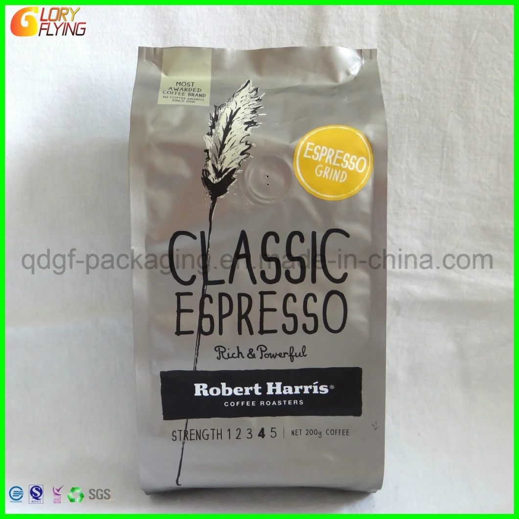 Cmyk Printing Four-Side Sealed Coffee Packaging/ Plastic Coffee Bag