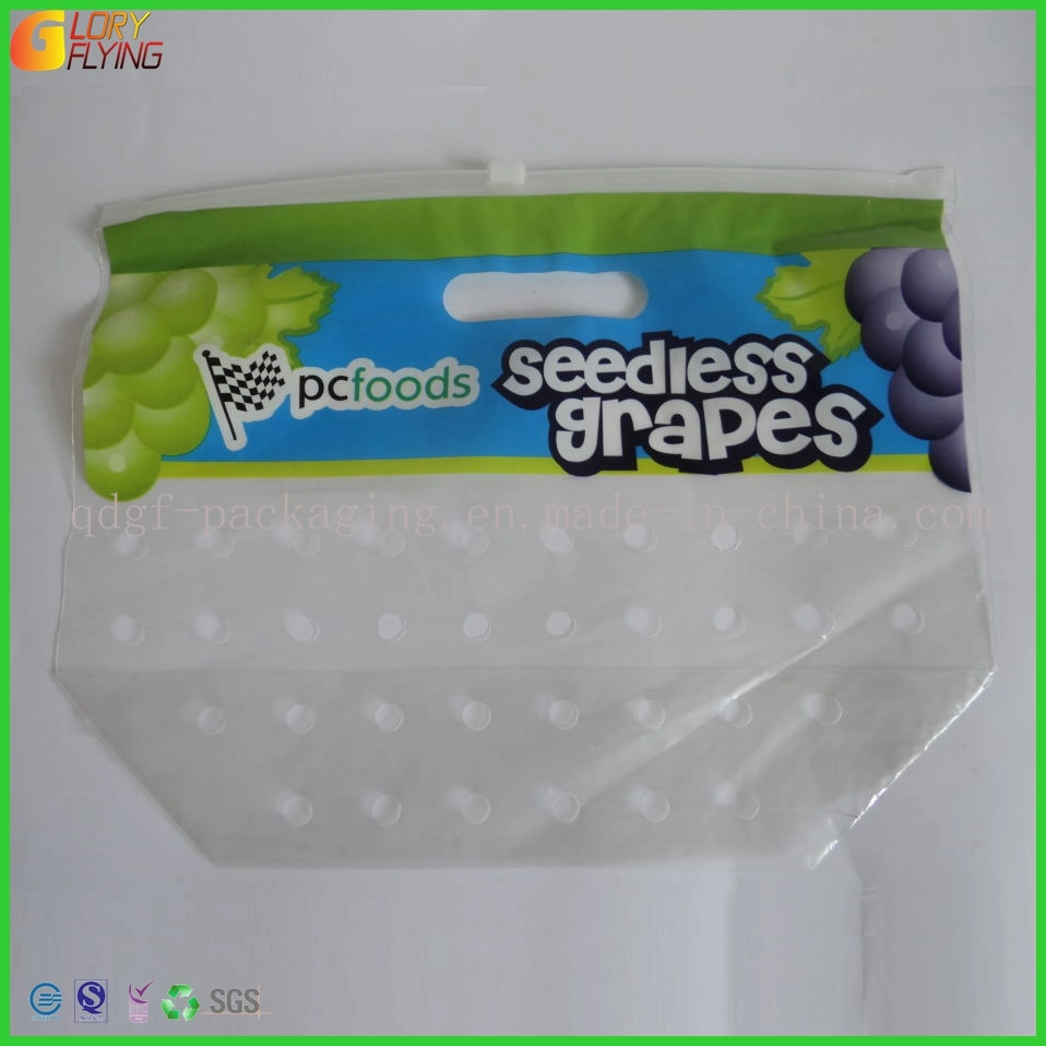 LDPE Grape Packaging Zipper Plastic Bag with Perforation