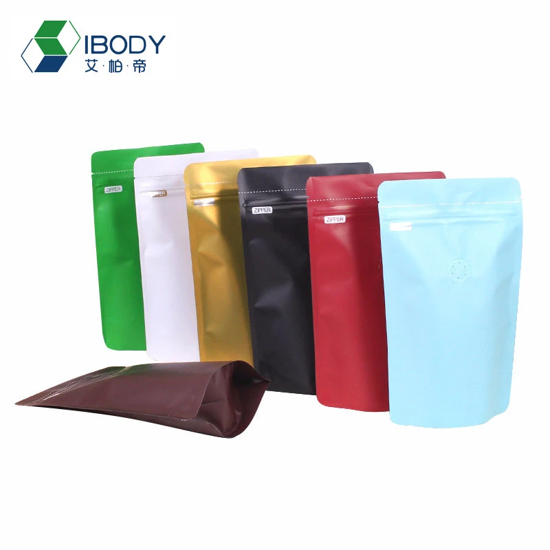One-Pound 0.5kgs 30*18*9cm Coffee Bean Bag with Air Valve, Color Aluminum Foil, Self-Standing, Self-Sealing Clip Chain Bag