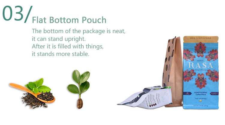 Custom Compostable Biodegradable Kraft Paper PLA Food Bag for Coffee Tea Bread Snack Nut Fruit Packaging