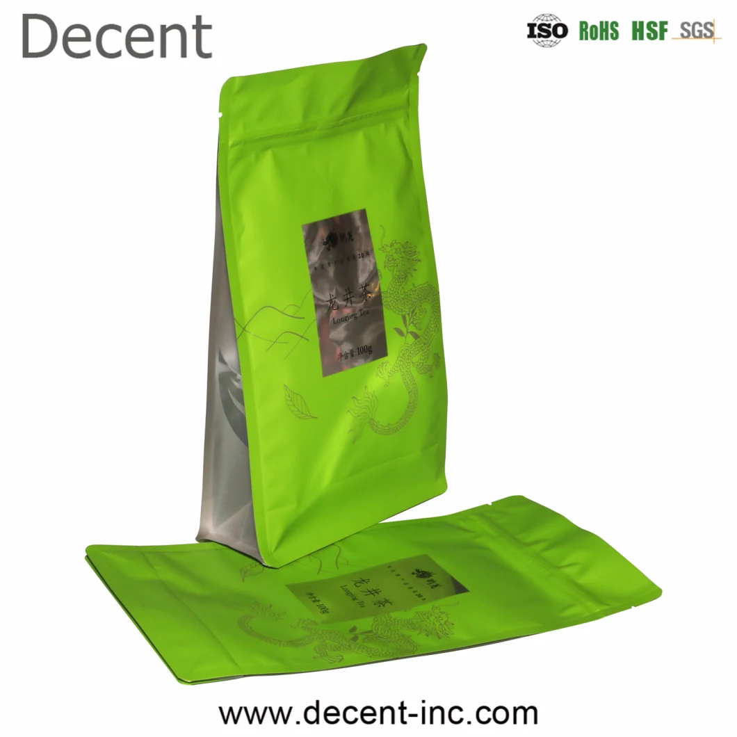 Custom Printed Plastic Bag Factory Stand up UV Printing Aluminate Foil Mylar Ziplock Bags with Windows Coffee Beans/Tea/Nuts Packaging Bags