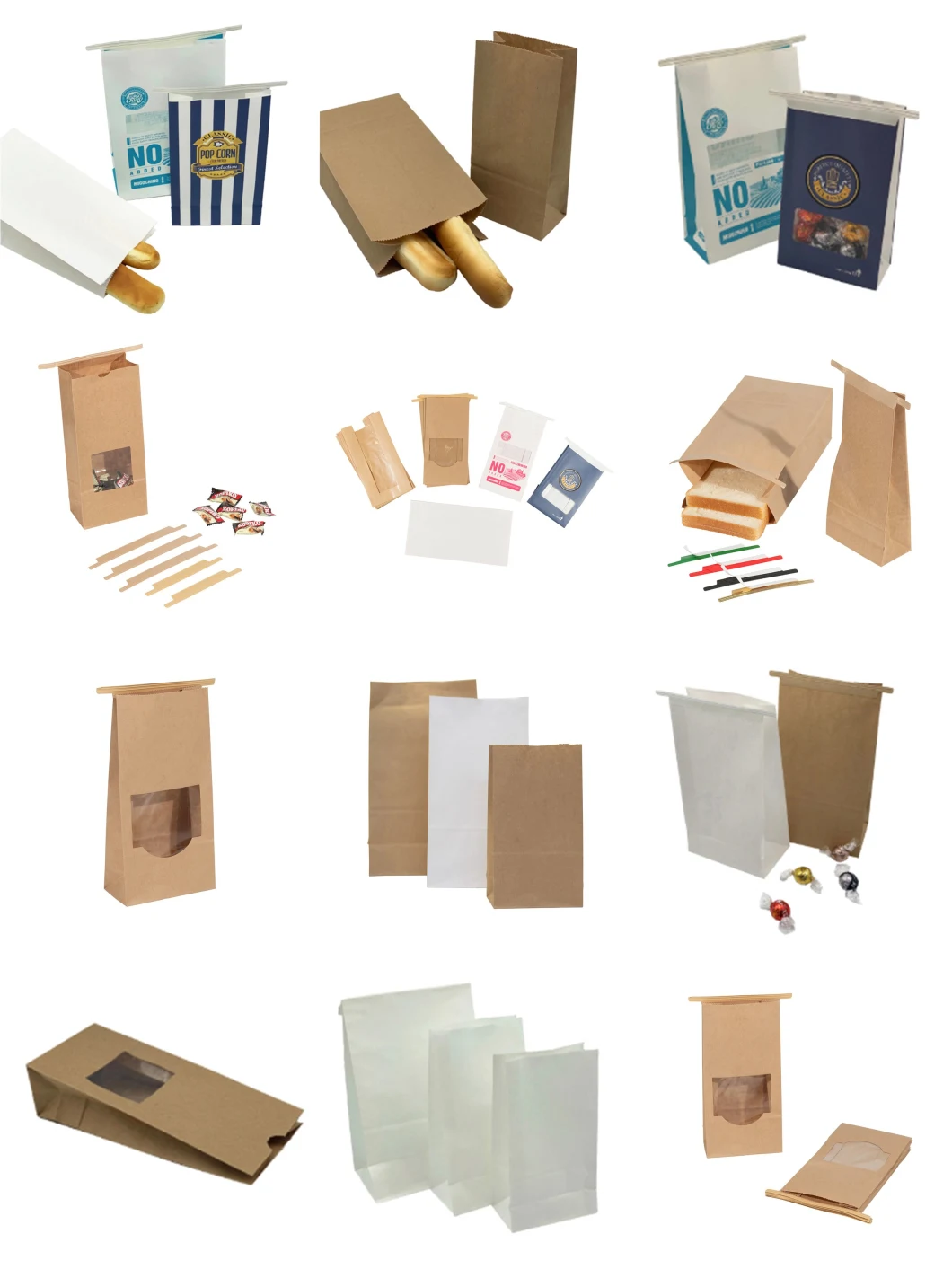 Custom Logo Kraft Paper Bags for Bread Coffee Nuts Packaging
