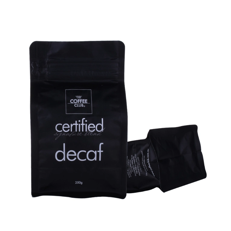 Customized Logo Printed LDPE Flat Plastic Coffee Bag with Valve