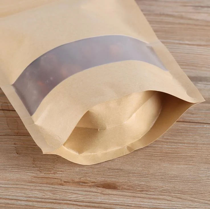 Thick Kraft Paper Self-Supporting Ziplock Bag Nut Tea Food Packaging Bag Dried Fruit Sealed Bag