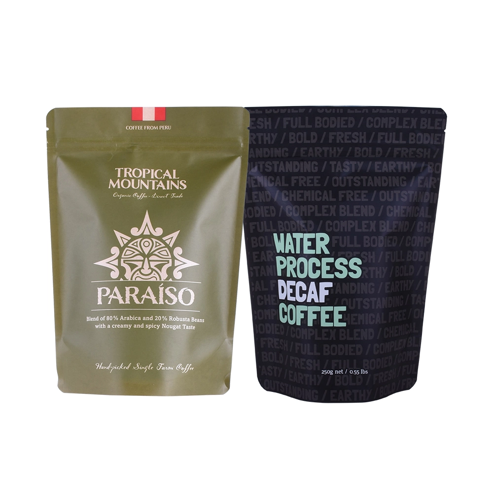 Biodegradable Custom Private Label Food Packaging Coffee Valve Bags Pouches with Zip Lock