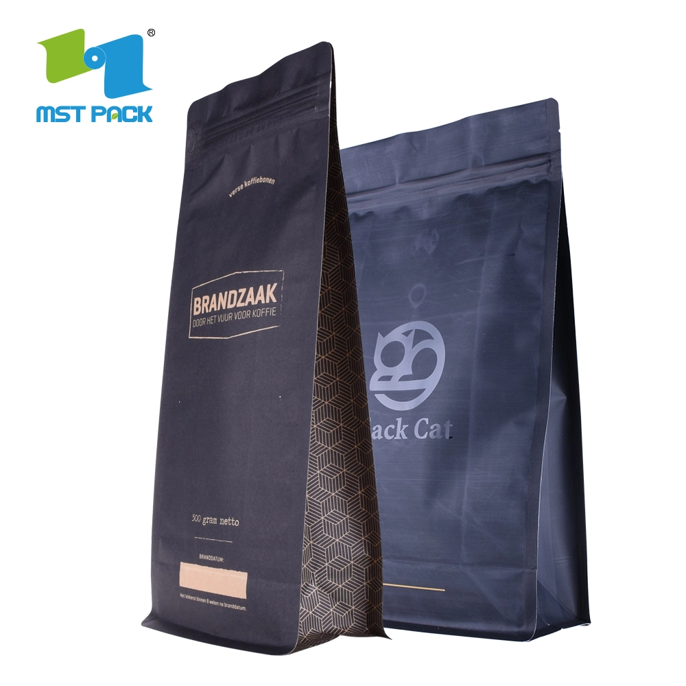 Manufacturers Ziplock Paper 250g Black Coffee Flat Bottom Packaging Pouch