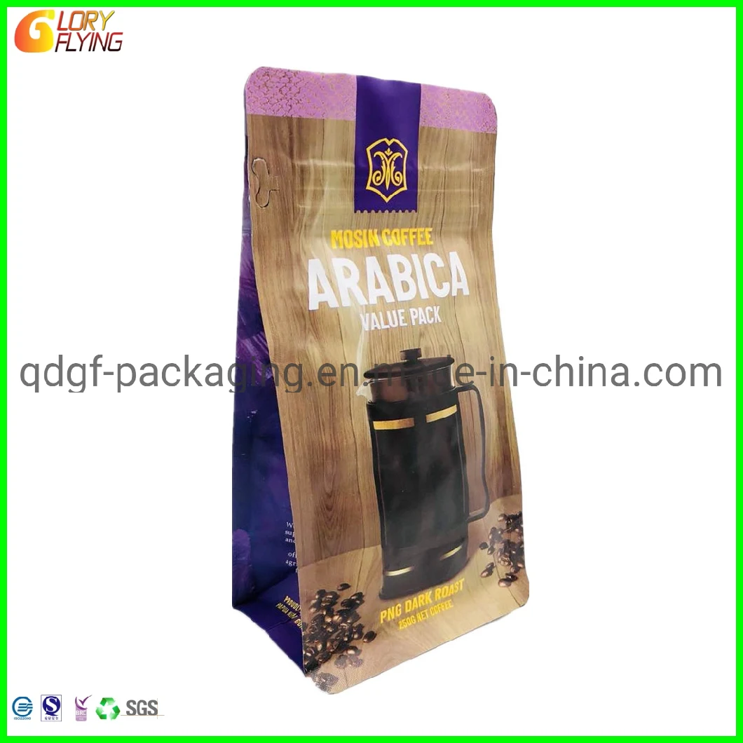 Coffee Pouch with Valve Plastic Packaging Al Foil Food Bag