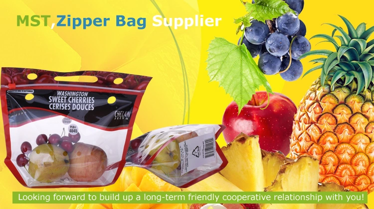 Laminated Claer Fresh Fruit Packaging Stand up Zipper Bag for Orange Grape Cherry Carambola