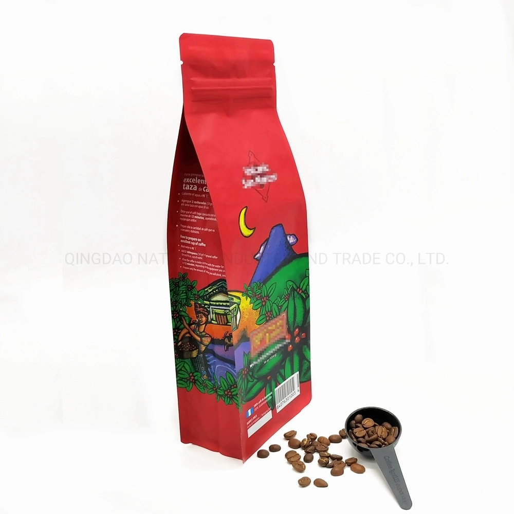 400g Coffee Foil Bag with Valve and Easy-Zip Zipper Flat Bag / One Way Degassing Valve Coffee Bags