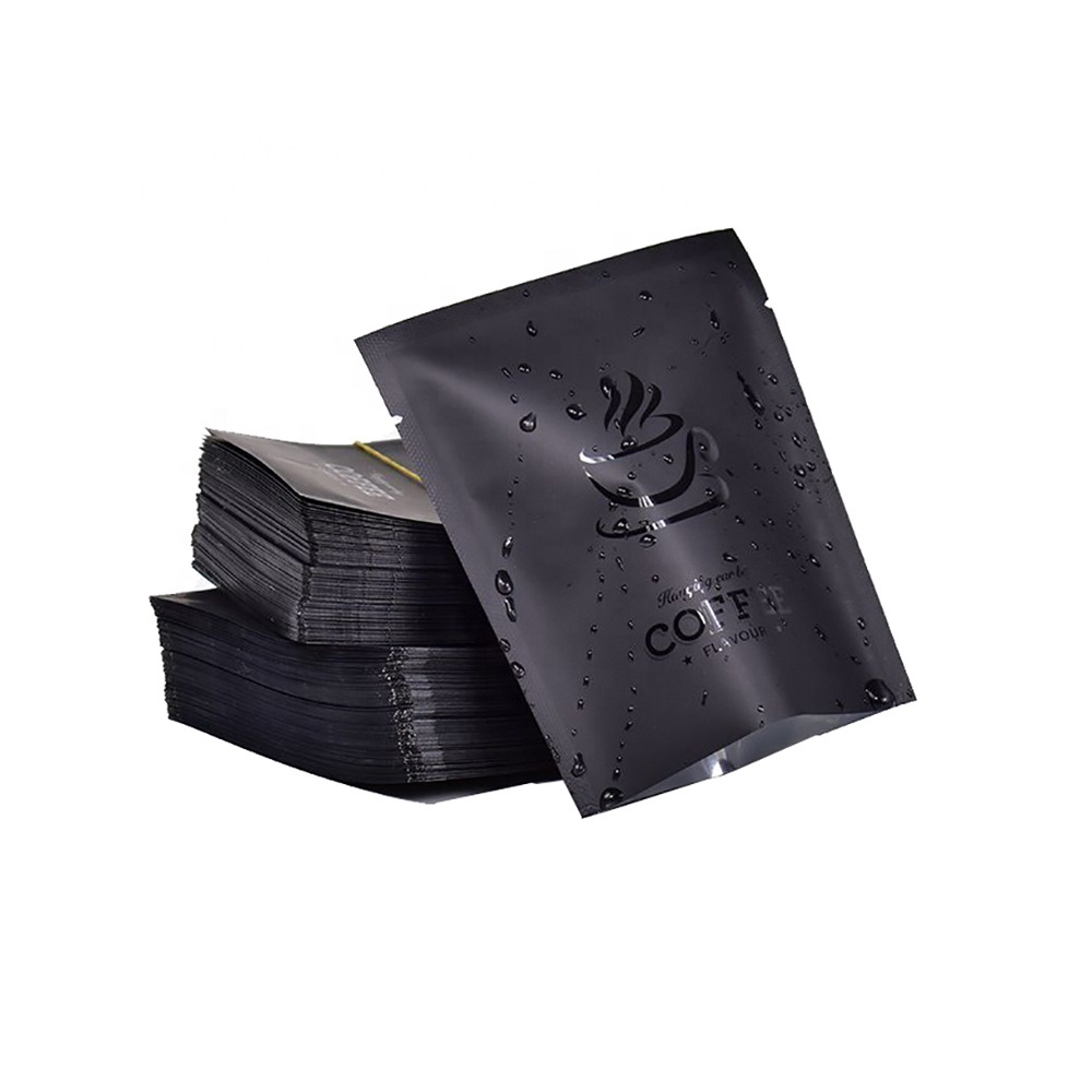 MOQ 500 Stock Drip Coffee Bags Small Coffee Sachets Stock Coffee Package Matte Black Coffee Bags