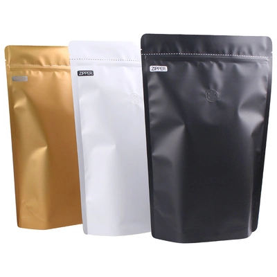 Clear Front Foil Coffee Valve Heat Seal Tear Notch Wrapping Aluminum Foil Sachet Packets Bags