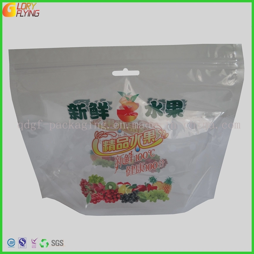 Plastic Grape Zipper Bag with Perforation Freshness Vegetable Packing Bag