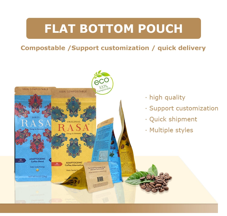 Most Eco Friendly Good Grade Packing Blocked Bottom Coffee Bag Packaging
