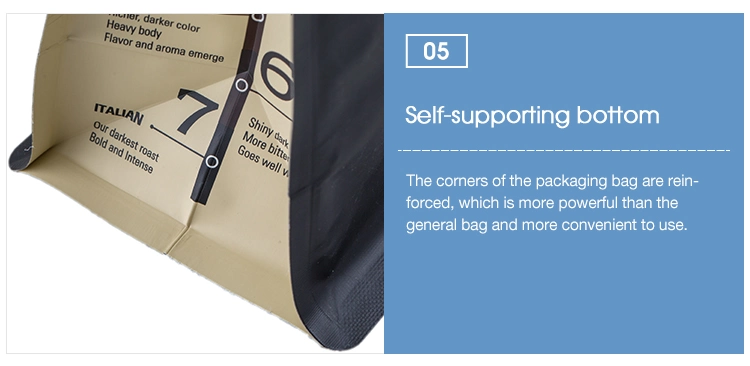 Professional 500g Self-Supporting Bottom Aluminum Foil Matt Black Coffee Bag with Valve