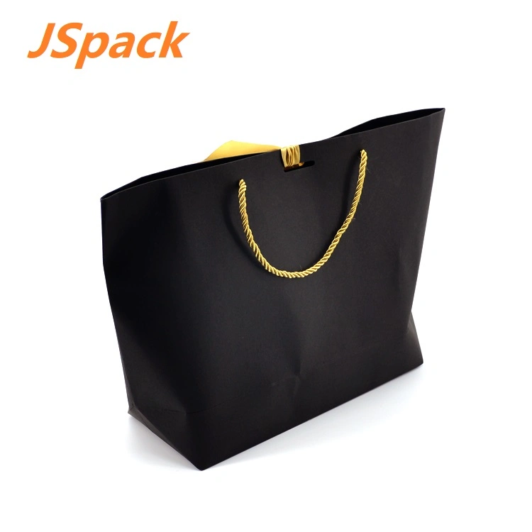 Wholesale Black Grocery Packaging Paper Bag Custom Printed Clothing Packaging Shopping Paper Bag