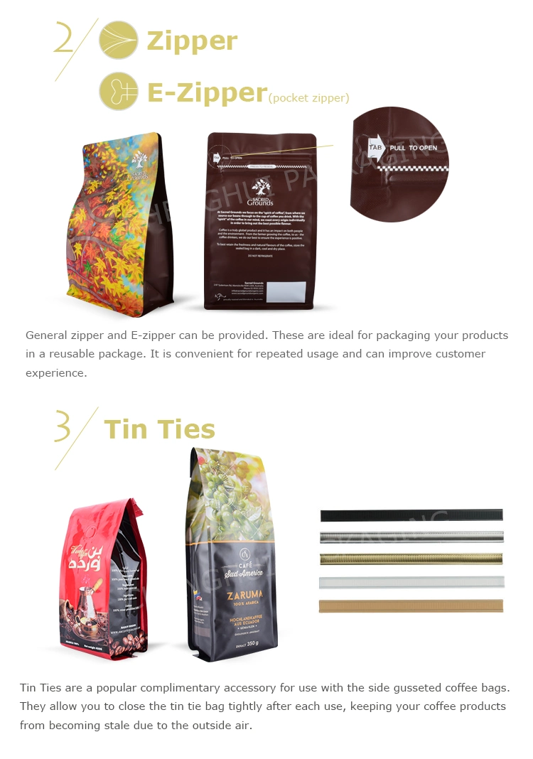 Factory Price Coffee Rice Packaging Bag Zip-Lock Reusable Plastic Packaging Nut Zip Seal Coffee Bag with Valve