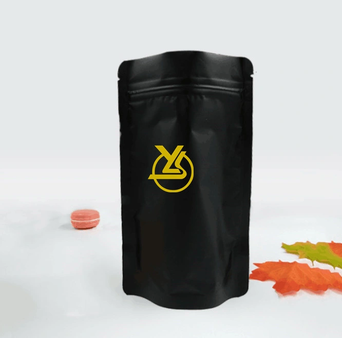 Food Grade Black Surface Standup Tea Bag with Valve Foil Ziplock Coffee Pouch