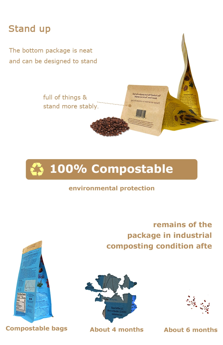 Most Eco Friendly Good Grade Packing Blocked Bottom Coffee Bag Packaging