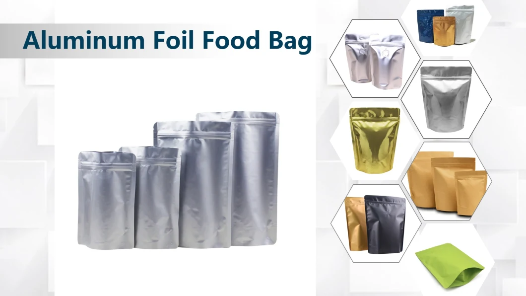 Glossy Golden Customized Logo Coffee/Tea/Powder Reclosable Mylar Pouch Zip Lock Resealable Aluminum Foil Bags