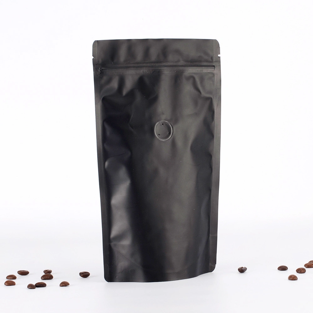 Matte Black Stand up Aluminum Foil Zipper Pouch Doypack Mylar Ziplock Food Valve Coffee Bag