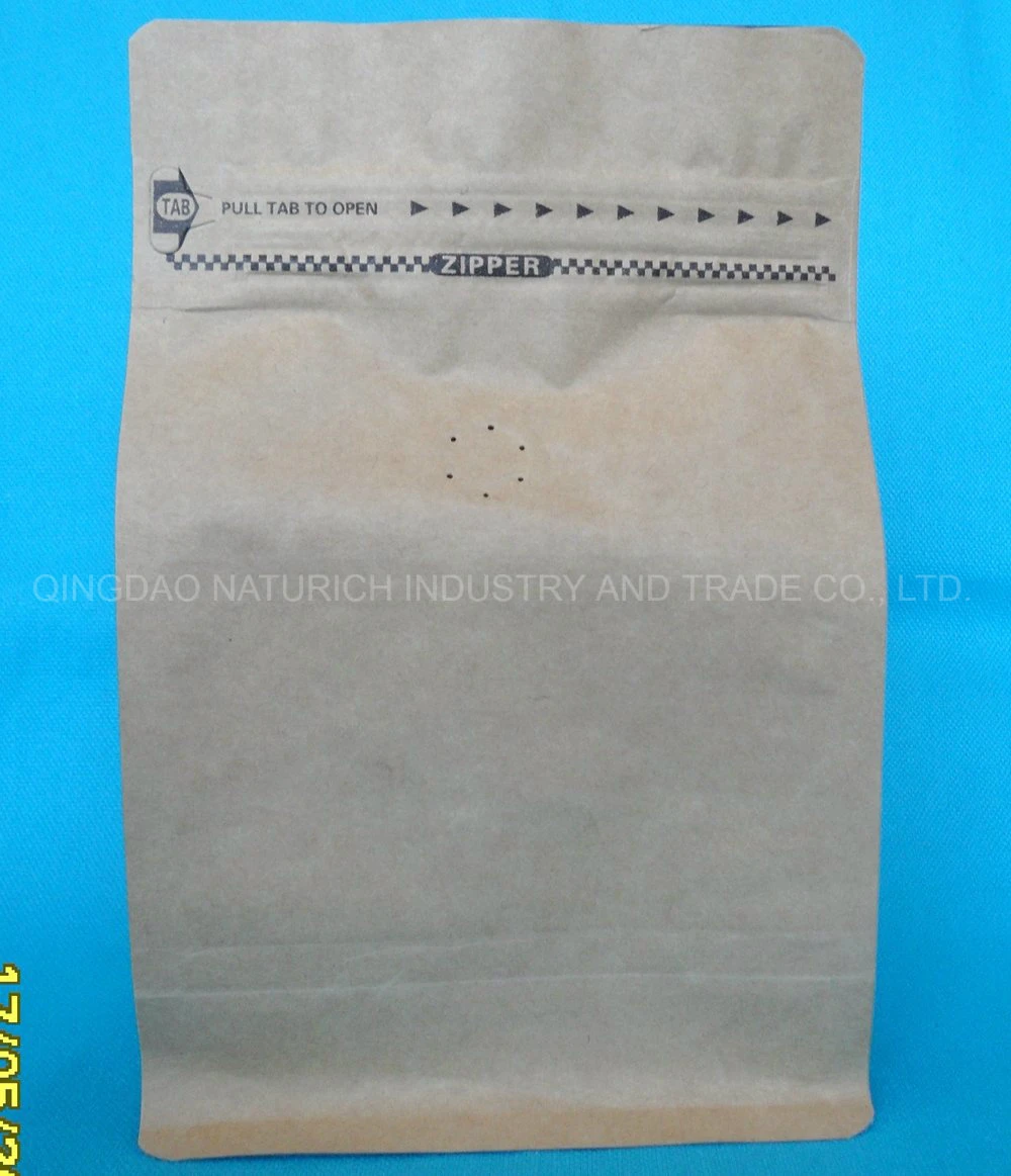 Laminated Kraft Paper Coffee Bag with Valve Cheap Recyclable Block Bottom Kraft Paper 250g 500g 1000g 1kg Custom Coffee Bags