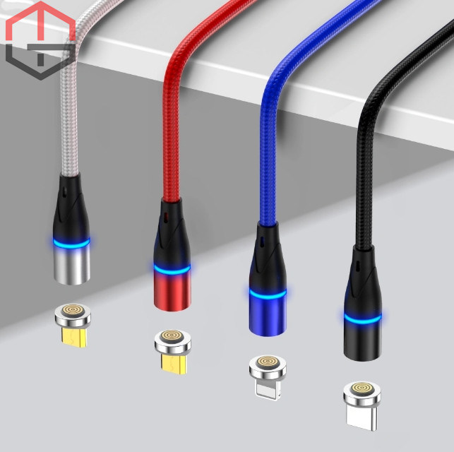 1m Cell Phone 3 in 1 Magnetic Braided Charging Micro Magnetic USB Cable