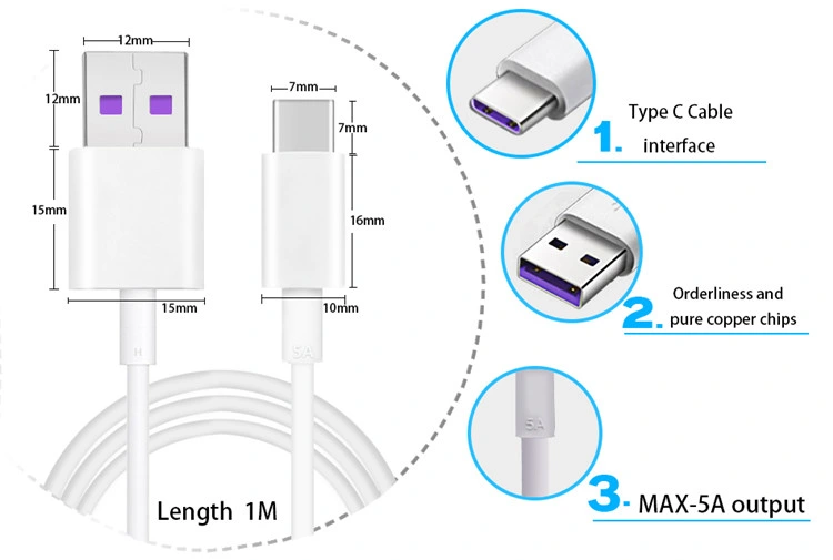 Mobile Phones Accessories 2A PVC USB Data Cable Micro Type C USB Charger Cable