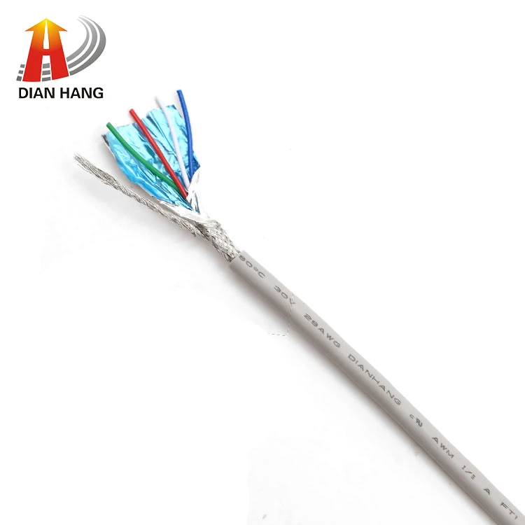 30V Awm 2725 USB Cable Charging Cable USB 2.0 Standard PVC Cable Insulated Flat White Single Core PVC Wire