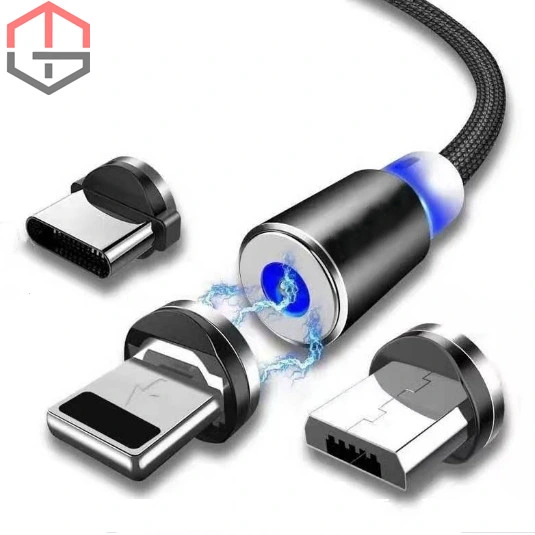 1m Cell Phone 3 in 1 Magnetic Braided Charging Micro Magnetic USB Cable High Quality 3 In1 Fast Charger Cable Line