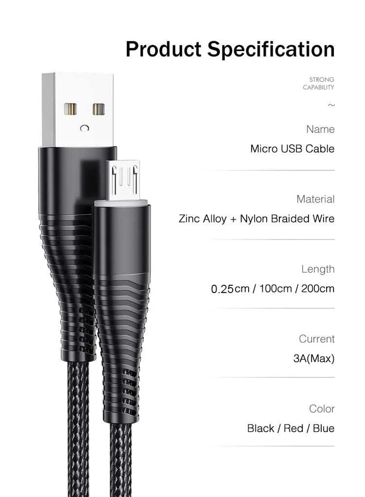 Tongyinhai Factory Hot Sale Mobile Phones Power Fast Charger Cable 8 Pin Type C Mirco USB Data Charging Cables