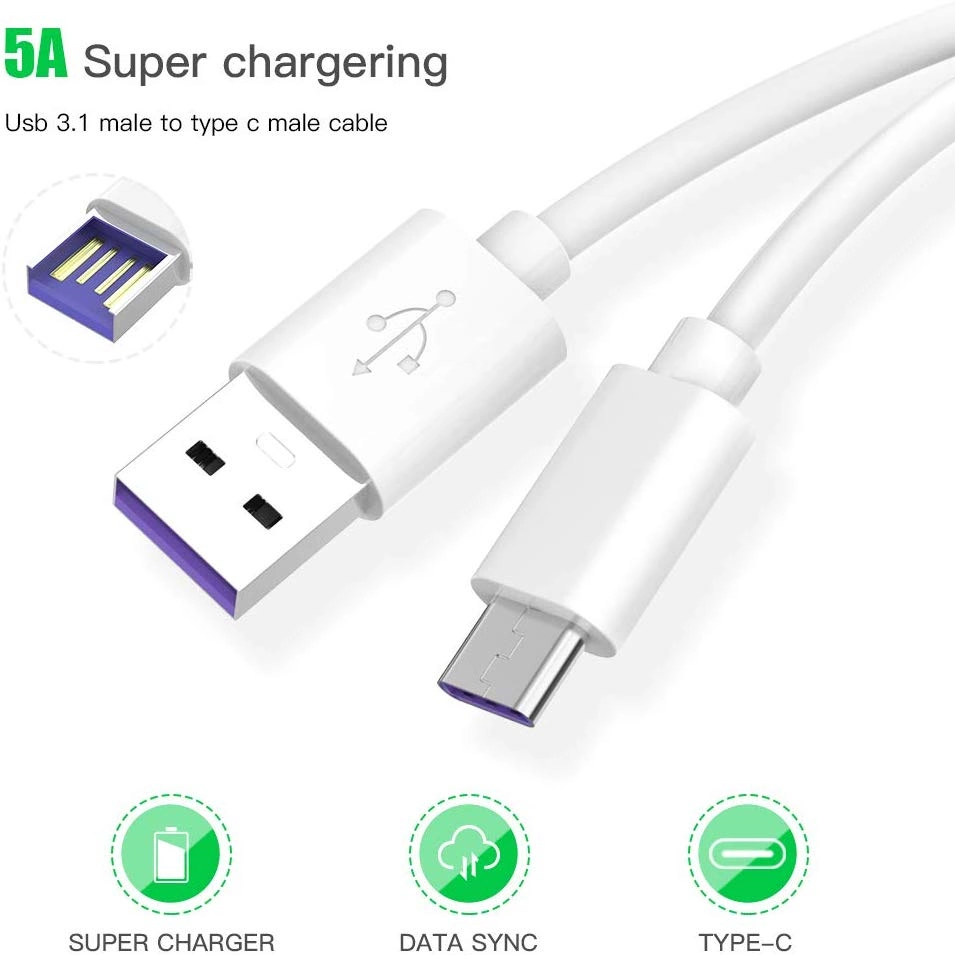 USB Type C Cable 5A Quick Charge USB-C Fast Charging Mobile Phone Data Cable