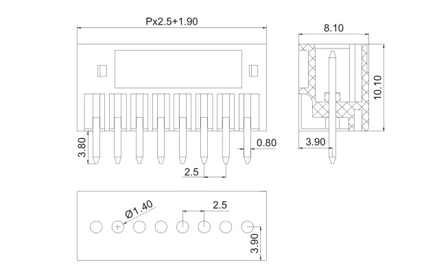 Pitch 2.5mm Mini Plug PCB Terminal Block Strip Terminal