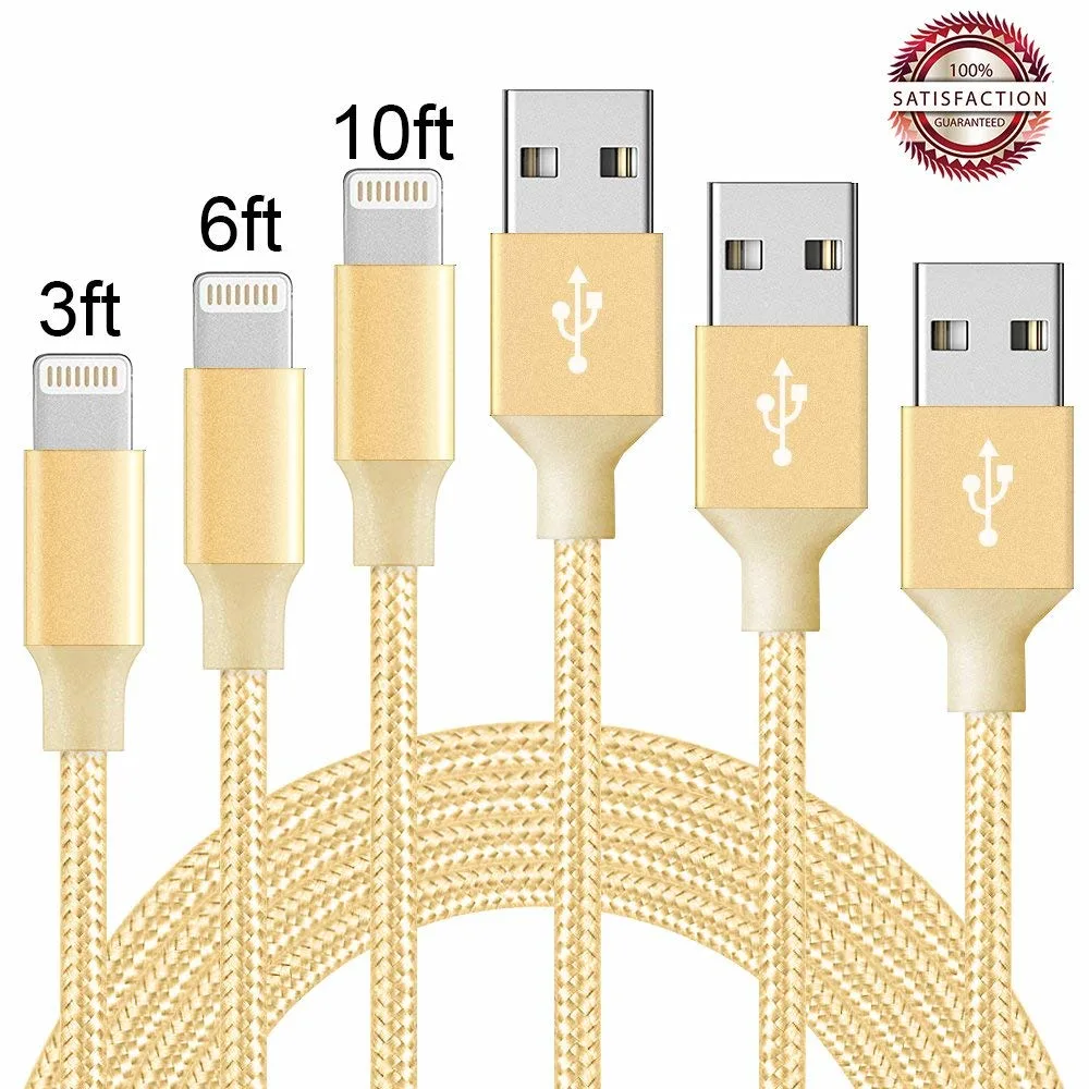 Nylon Braid Cable Data Charger Cord Lightning to USB Cable
