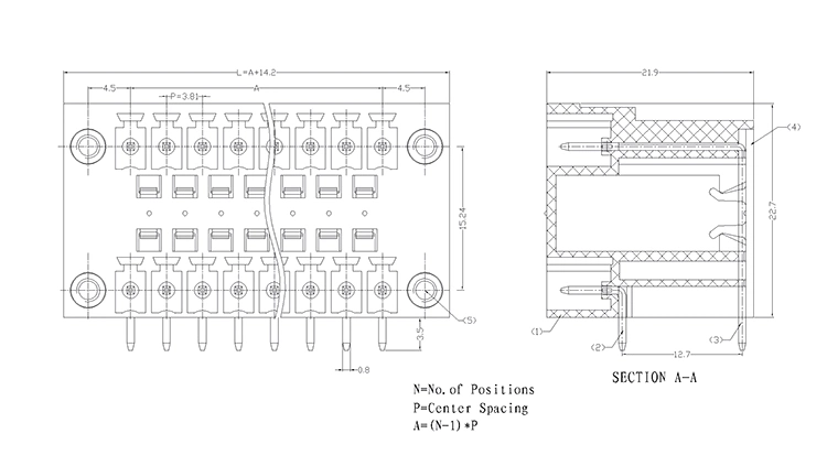 Plug-in PCB Terminal Block MB1.5h/Vf3.81