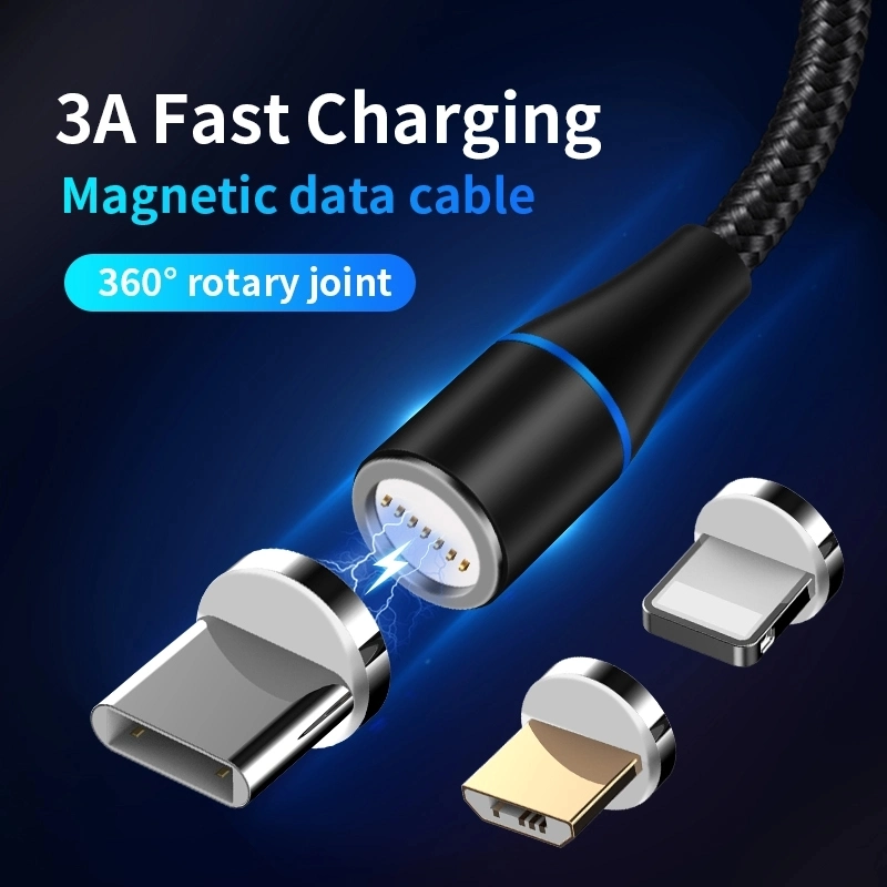 Magnetic USB Charger 3 in 1 USB Charging Data LED Metal Micro USB Function Cables