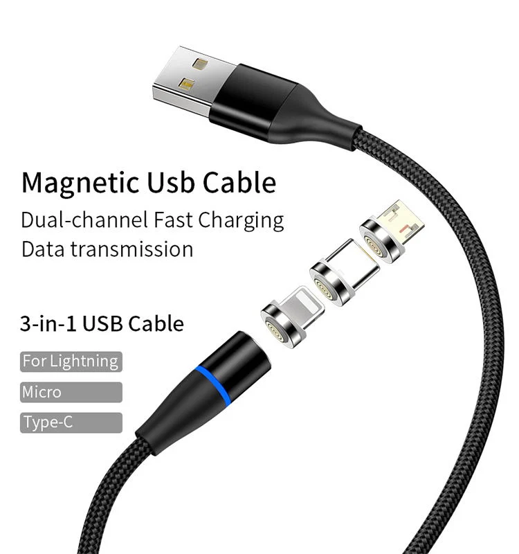 Hot Sale Tongyinhai 5V 3A 3 in 1 Magnetic USB Cable Type C Micro Lightning Magnetic Cable Fast Charger