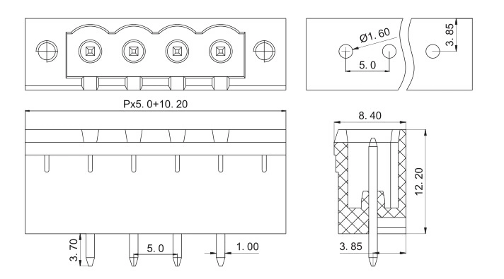 Pitch 5.08mm Plug Terminal Block PCB Terminal Connectors