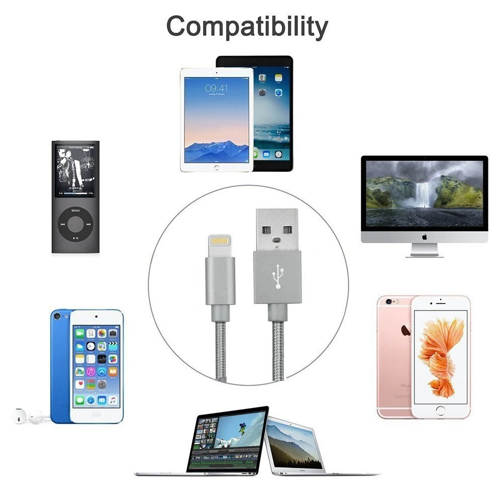 Apple iPhone USB Lighting Cable Data Charging Cable for iPhone iPad iPod