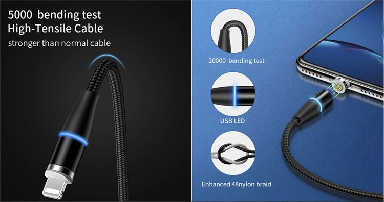 Hot Sale Tongyinhai 5V 3A 3 in 1 Magnetic USB Cable Type C Micro Lightning Magnetic Cable Fast Charger